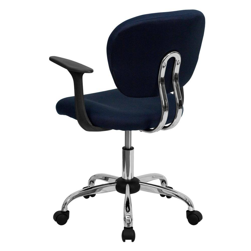 Mid-Back Navy Mesh Swivel Task Chair with Chrome Base