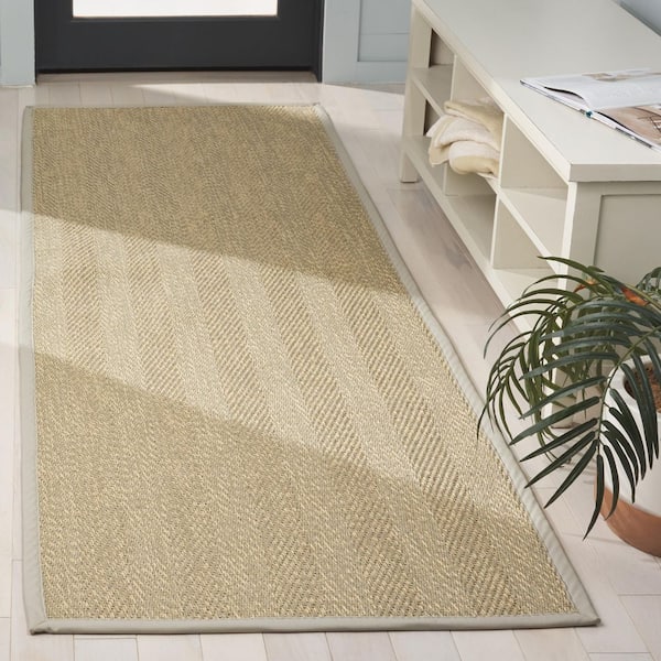 Napa Fau x Sisal 100 3 ft. x 8 ft. Natural/Ivory Solid Color Runner Rug