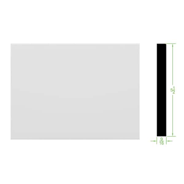 TRIMFINITY 9/16 in. x 5-1/2 in. x 96 in. Craftsman EcoPoly Interior Polystyrene Base Moulding, White