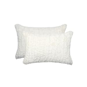Belton Ivory Mink 12 in. x 20 in. Faux Sheepskin Decorative Pillow (Set of 2)