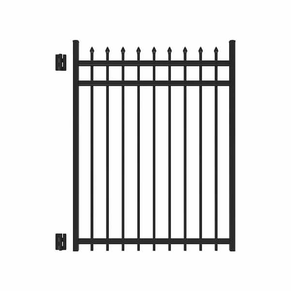 Barrette Outdoor Living Cascade 4 ft. x 5 ft. Heavy-Duty Black Aluminum  Straight Pre-Assembled Fence Gate 73010252 - The Home Depot