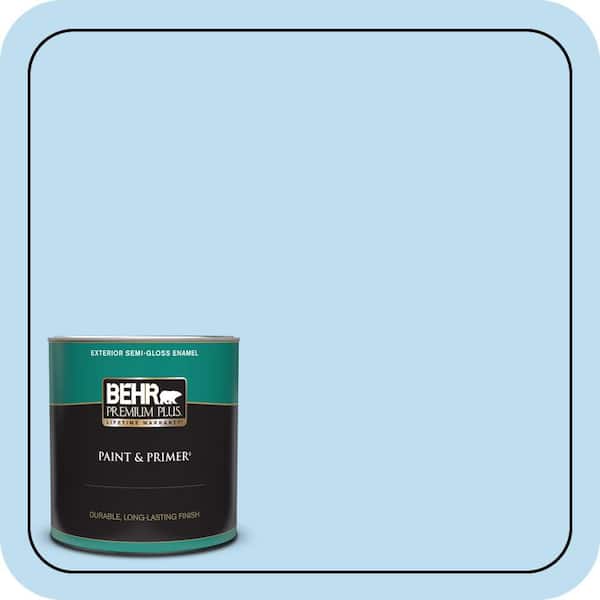 BEHR PREMIUM PLUS 1 qt. #550A-2 Tropical Pool Semi-Gloss Enamel Exterior Paint & Primer