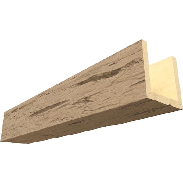 Ekena Millwork Endurathane 4 in. H x 4 in. W x 12 ft. L Hand Hewn Oatmeal Faux Wood Beam