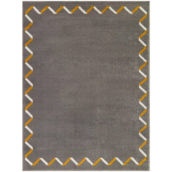 BALTA Tennant Grey 8 ft. x 10 ft. Border Area Rug