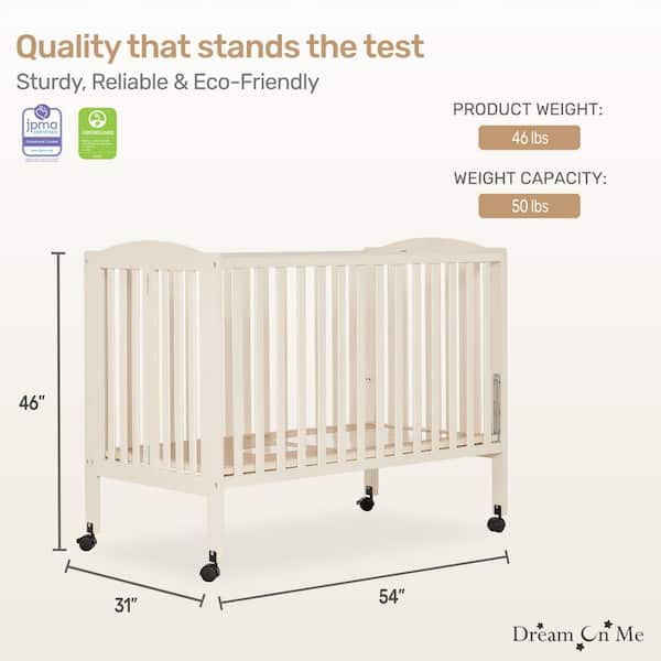 Convenience Crib Dream On Me Folding Crib Dream On Me Full Size