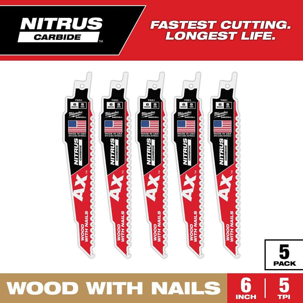 6 in. 5 TPI NITRUS AX Carbide Teeth Demolition Nail-Embedded Wood Cutting SAWZALL Reciprocating Saw Blade 5PK price history on PriceWatchPro
