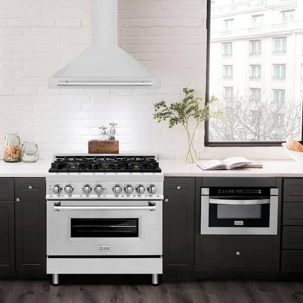36 in. 400 CFM Ducted Vent Wall Mount Range Hood with Stainless Steel Handle in Stainless Steel