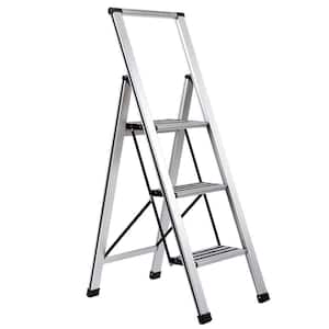 4 ft. 3-Step Slim Aluminum Step Ladder 9 ft. Reach