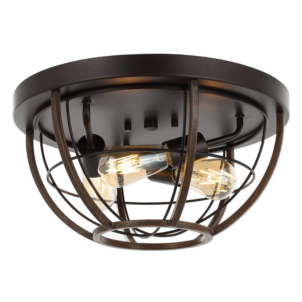 Lyla 15.75" Black Rustic Farmhouse Iron LED Flush Mount