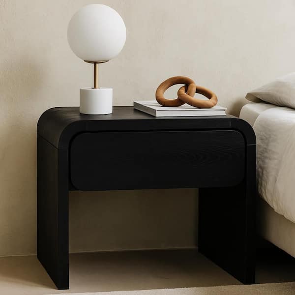 Cave Black 1 Drawer 26 in. W Nightstand
