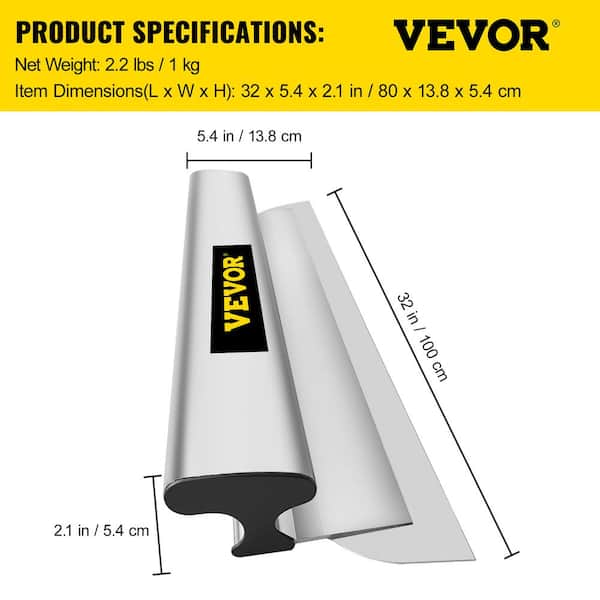 VEVOR Drywall Skimming Blade 32 In. Smoothing Knife European Stainless Steel Construction Knife Aluminum Blade Profile