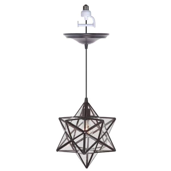 Home Decorators Collection Moravian 1-Light Large Bronze Pendant Conversion Kit with Clear Glass Shade