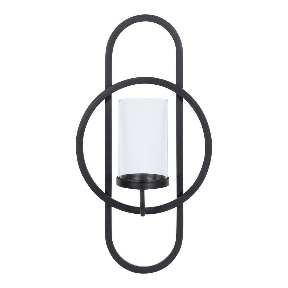 Jonas Black Metal Wall Sconce with Glass Cylinder