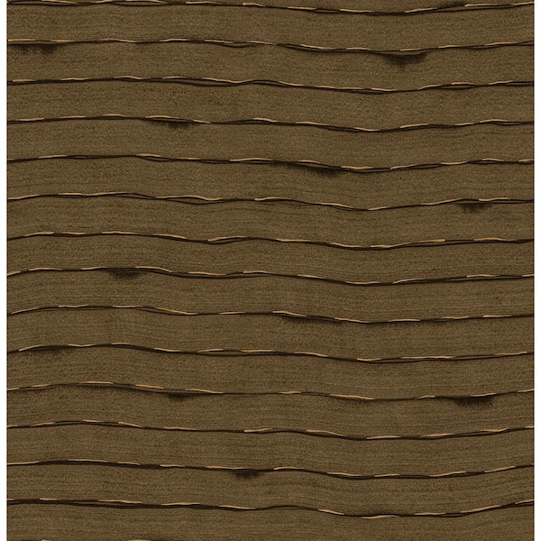 A-Street Prints Naia Brown Horizontal Wavy Lines Strippable Non-Woven Paper Wallpaper Sample