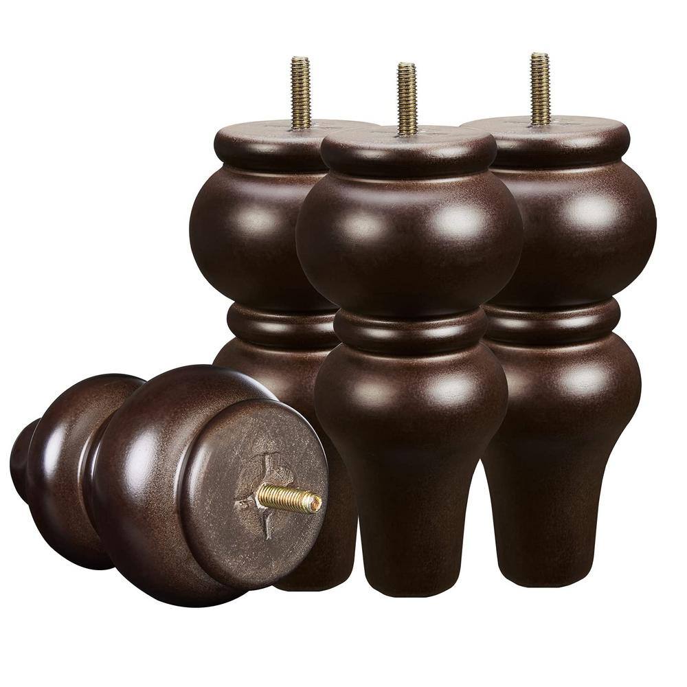 8 in. Espresso Round Wood Mid-Century Sofa Legs for Dresser, Sideboard, Recliner, Couch and Coffee Table (4-Pack) price history on PriceWatchPro