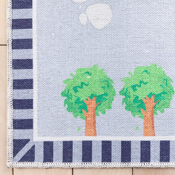 Construction Modern Kids Grey Multi 5 ft. x 7 ft. Machine Washable Flat-Weave Area Rug