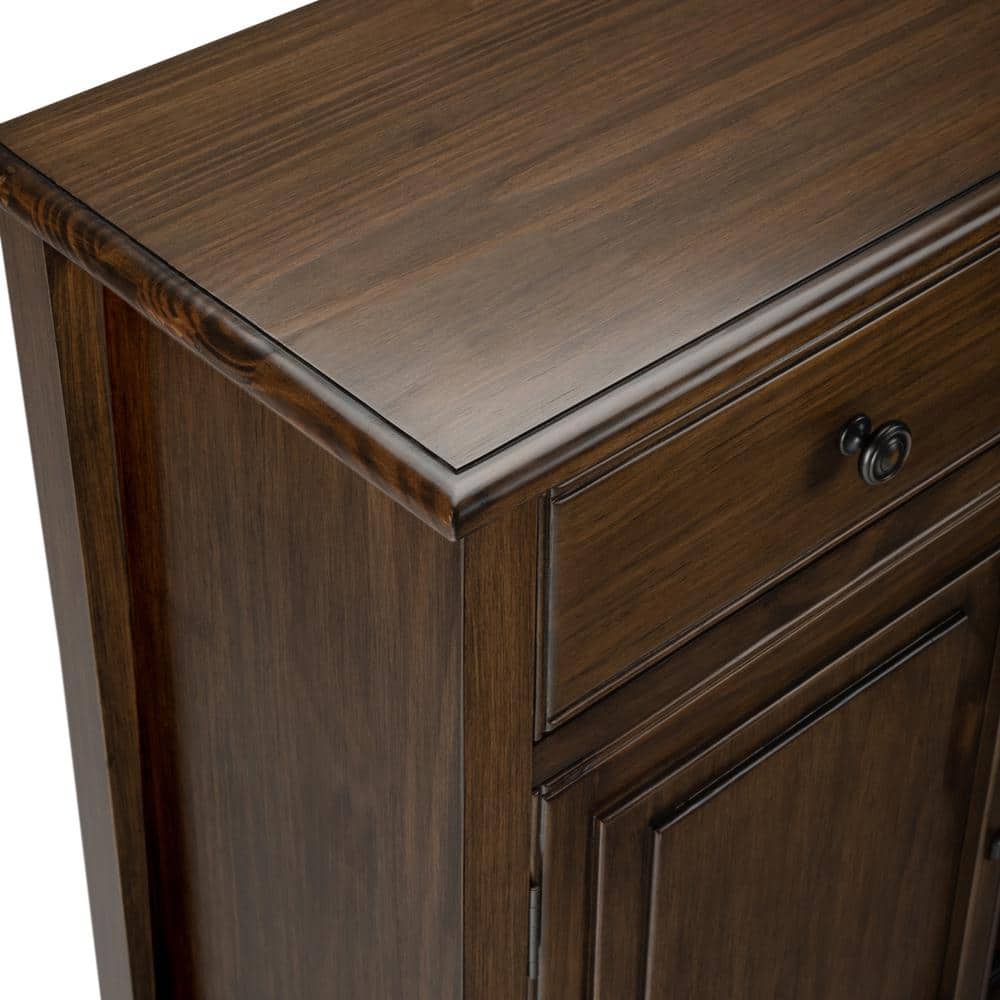 Rustic Natural Aged Brown Pine Accent Cabinet with Adjustable Shelving