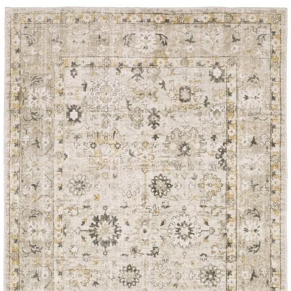 8 ft. x 10 ft. Beige, Gold Oriental Washable Area Rug