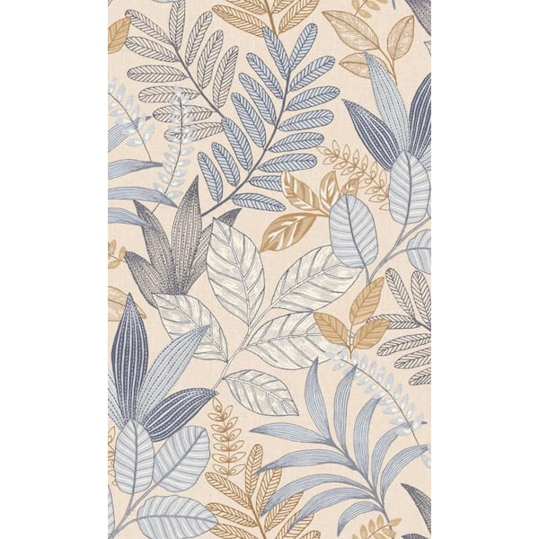 Walls Republic Beige Minimalist Leaves Tropical Textured Print Non Woven Non-Pasted Textured Wallpaper 57 Sq. Ft.
