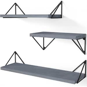 5.9 in. W x 5.3 in. H x 17 in. D Wood Rectangular Shelf in Gray 3 Sets Adjustable Shelves