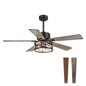 Fiorenzo 52 in. Indoor Black Ceiling Fan with Light Kit and Remote Control