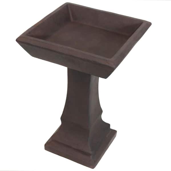 Simply Square Modern Reinforced Concrete Bird Bath 23 in. H