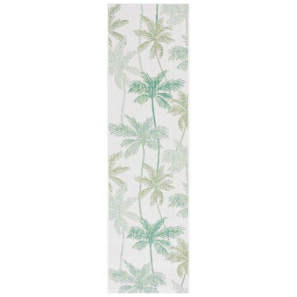 Courtyard Ivory/Green 2 ft. x 8 ft. Botanical Palm Leaf Indoor/Outdoor Runner Rug price history on PriceWatchPro