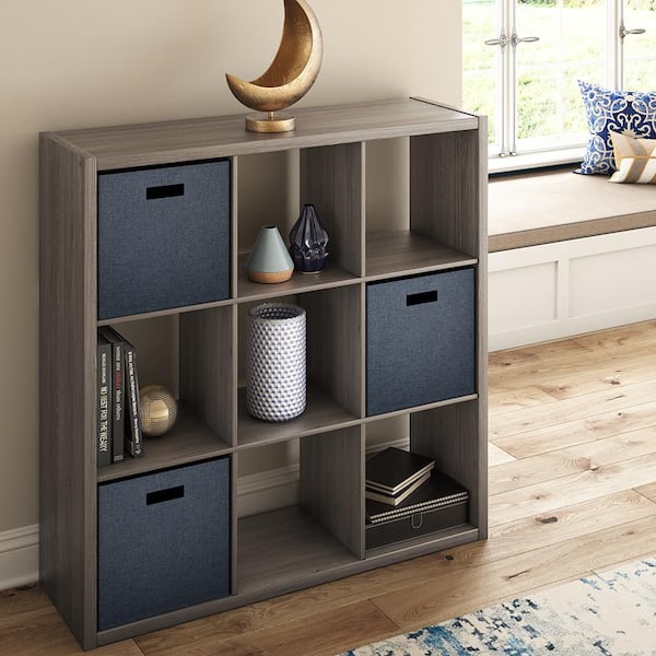 43.98 in. H x 43.82 in. W x 13.50 in. D Graphite Gray Wood Large 9- Cube Organizer