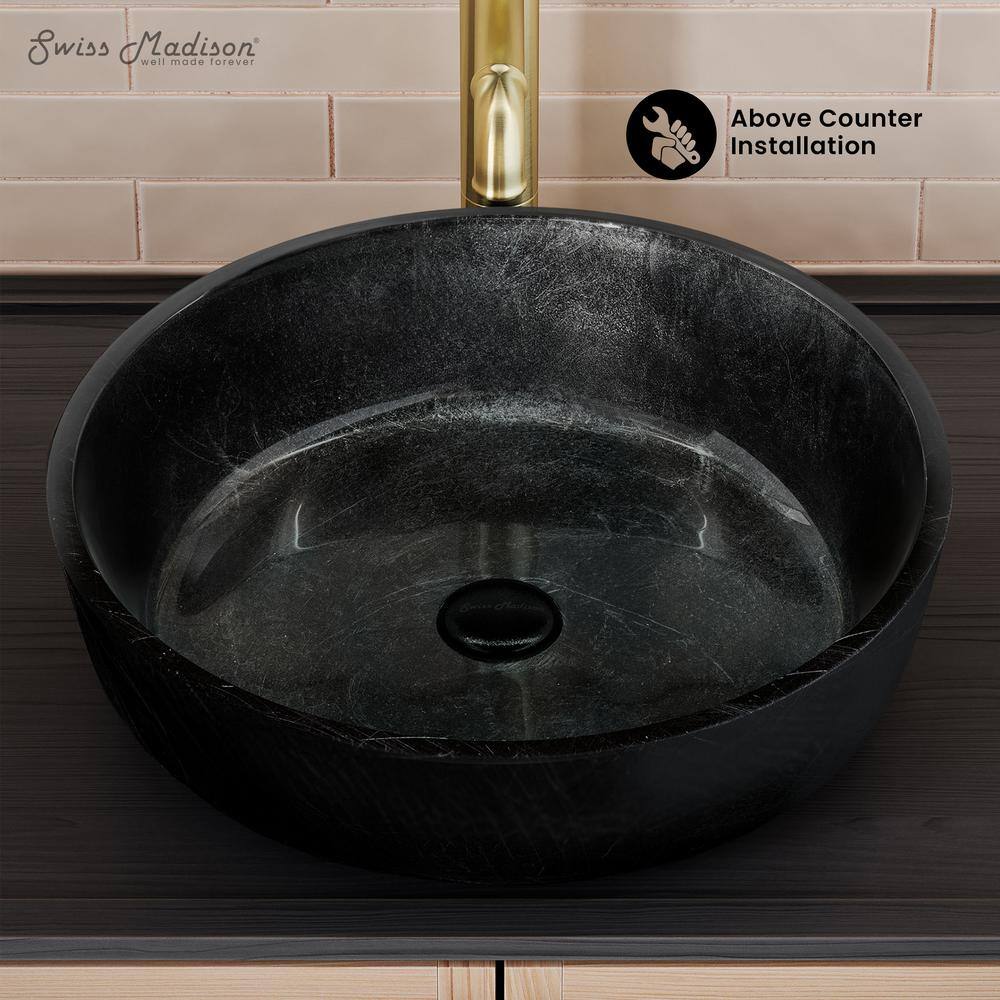 Avallon Black Round Glass Above-Counter Vessel Sink