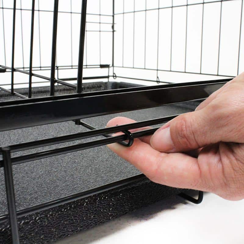 Medium Black Wire Dog Crate with Sliding Doors