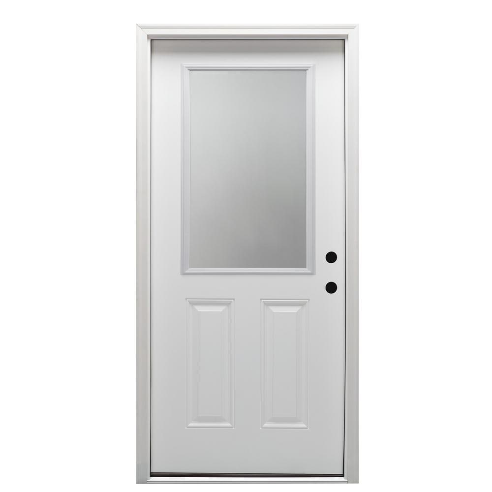 MMI DOOR 30 in. x 80 in. Left-Hand Inswing 1/2-Lite Clear 2-Panel