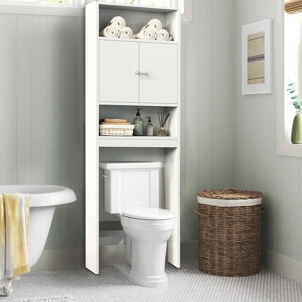 Tatayosi 7.9 in. W x 25 in. D x 77 in. H White Over the Toilet Storage Cabinet Bathroom Linen Cabinet P DJ 67041 The Home Depot