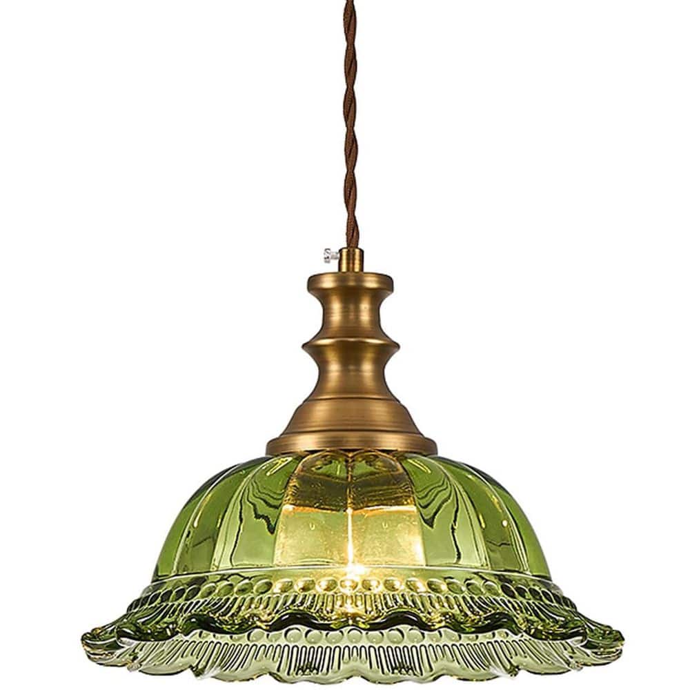 11 in. 60-Watt 1-Light Green Mini Pendant Light -Wattith Glass Shade, Hanging Lamp for Kitchen Island, Dining Room price history on PriceWatchPro