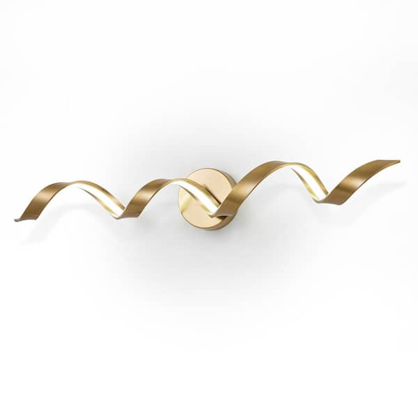 EDISLIVE Miron 31.5 in. 1-Light Gold Modern LED Vanity Light 20-Watt 6000K Spiral Design Wall Light Fixture