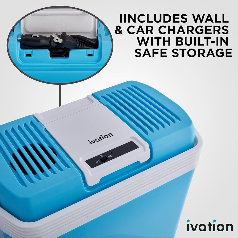 Aqua Blue Electric Thermoelectric Cooler with Wheels
