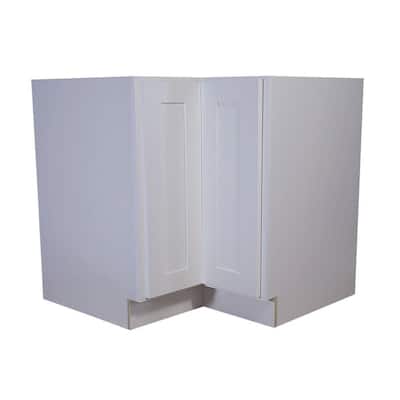 Brookings Plywood Ready to Assemble Shaker 36x34.5x24 in. 2-Door Lazy Susan Corner Base Kitchen Cabinet in White