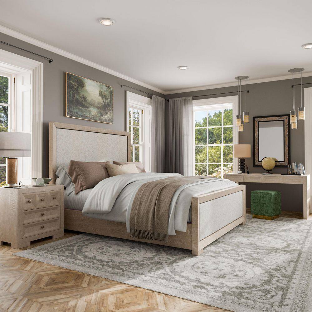 Furniture of America Potra 4-Piece Modern Classic Tawny Wood King Panel ...