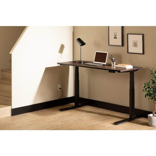 Furniture of America Derwin 47.2 in. Rectangular Dark Brown Wood Standing Desk with Adjustable Height, Dark Brown and Black