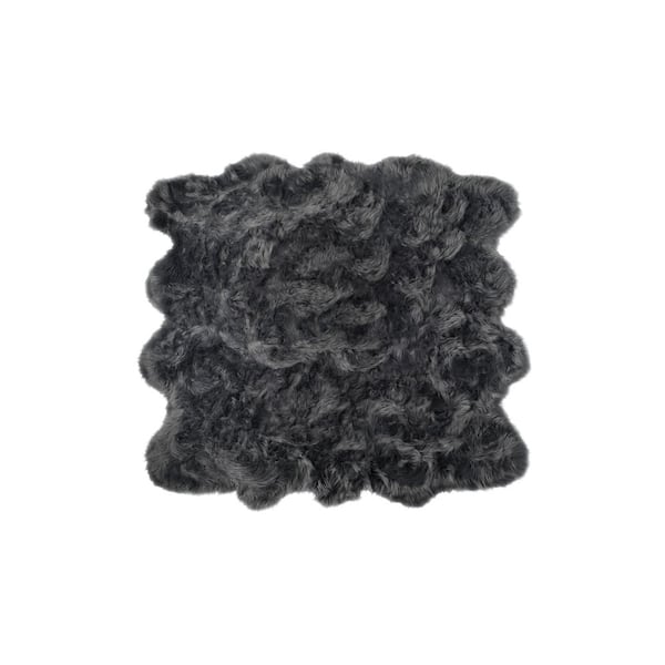 Luxe Faux Fur Gordon Grey 6'x6' Octo Faux SheepskinArea Rug