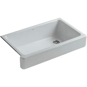 Whitehaven Farmhouse Apron-Front Cast Iron 36 in. Single Basin Kitchen Sink in Ice Grey