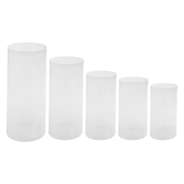 YIYIBYUS Clear Plastic Cylinder Display Stands Toys Dolls Transparent Dustproof Display Decorative Stands (Set of 5)