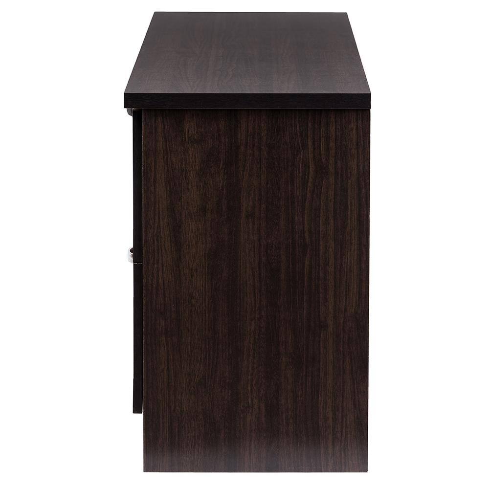 Adelino Dark Brown MDF TV Cabinet with Glass Doors