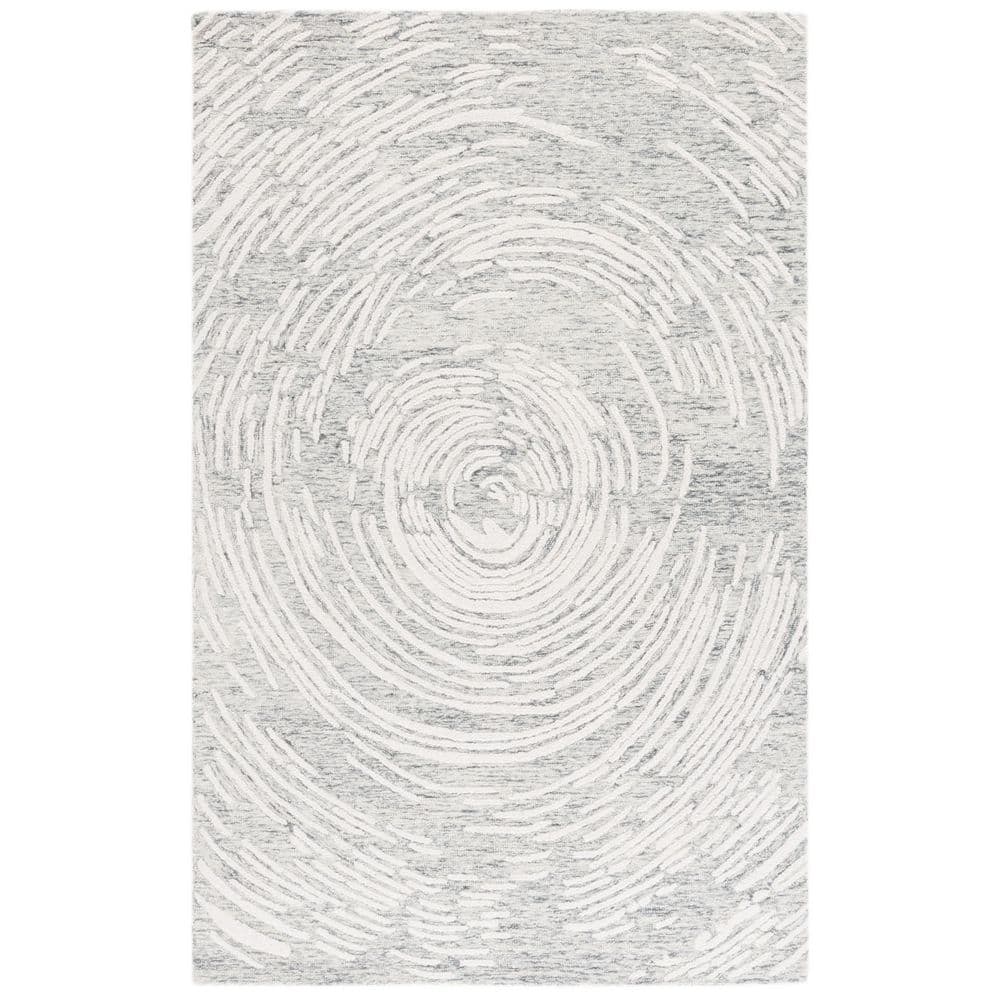 Abstract 5 ft. x 8 ft. Gray/Ivory Abstract Swirl Area Rug