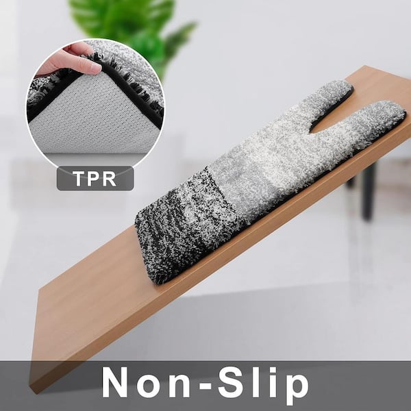 20 in. x 20 in. Black Stripe Microfiber Square Contour Bath Rugs
