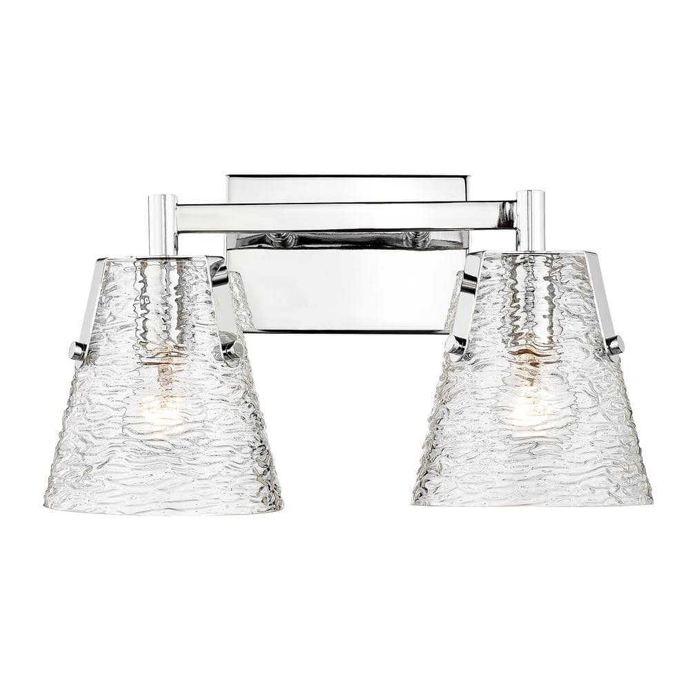 Analia 16.5 in. 2 Light Chrome Vanity Light with Clear Ribbed Glass ...