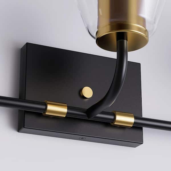 23.43 in 3-Light Black Vanity Light Suare 6.89 in. Wall Plate and Rectangular Metal Construction Chandelier Shade