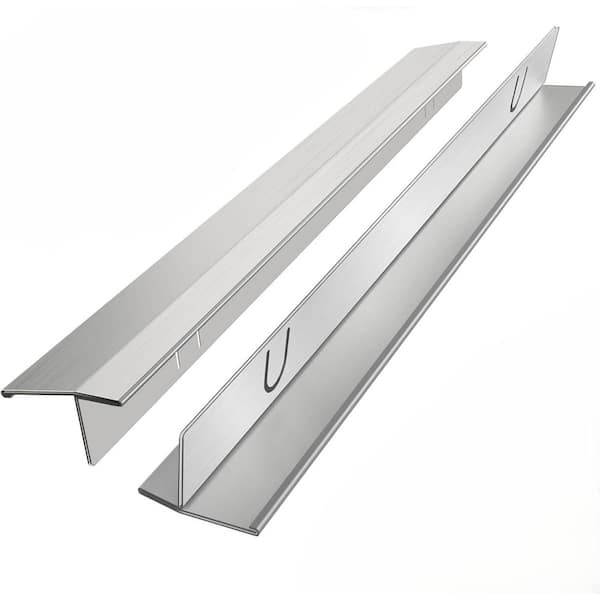2 Pack Silver Stainless Steel Stove Gap Covers, 13.8 in. - 27.6 in. Adjustable Heat Resistant Not Sharp Gap Filler