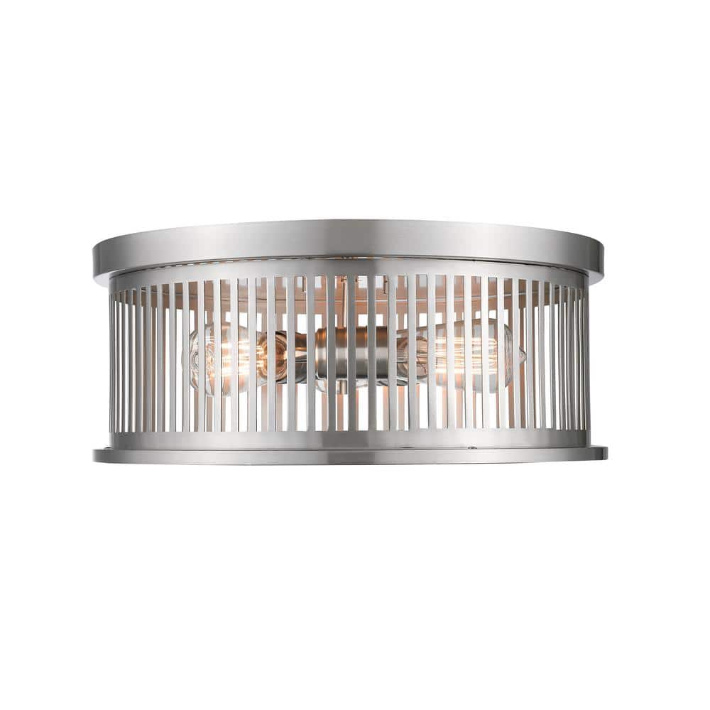 Camellia 16 in. 3-Light Brushed Nickel Flush Mount Light with Brushed Nicke