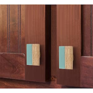 Frosted Straight Timber 2 in. Turquoise Resin Cabinet Knob