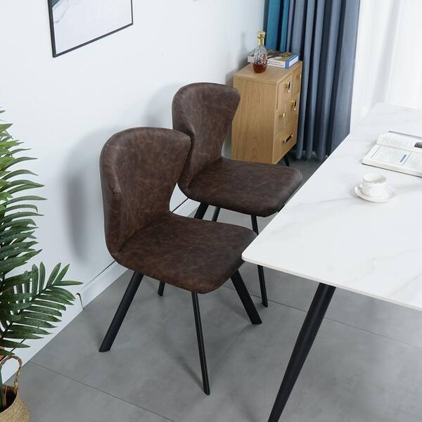 brown pu dining chairs